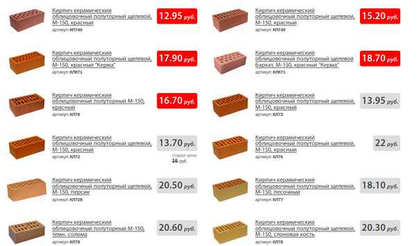 Размер полуторного облицовочного кирпича + остальные технические хаpaктеристики (вес)