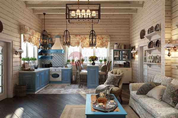Идеи по созданию интерьера кухни гостиной в деревянном доме: Обзор +Видео