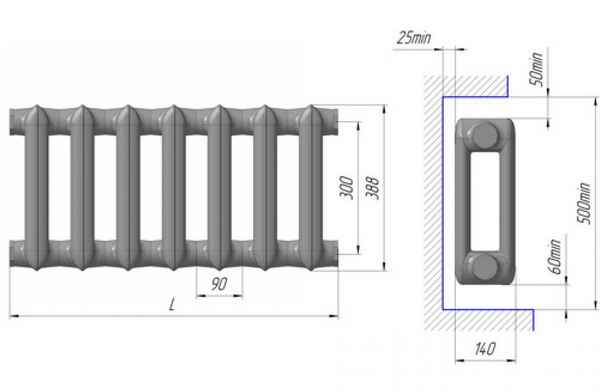 Чугунные радиаторы отопления МС 140: технические хаpaктеристики