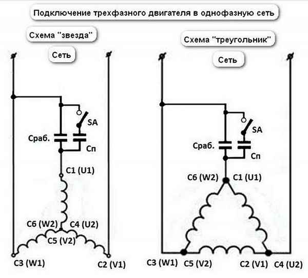 Схемы подключения электрических трехфазных двигателей к однофазной сети: Инструкция +Фото и Видео