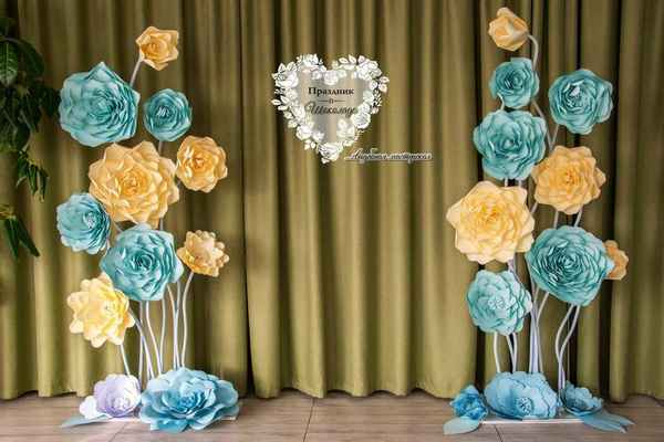 Украшение зала большими цветами из бумаги своими руками– Идеи +Фото и Видео