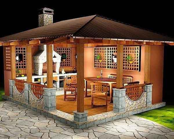 Каменные беседки для дачи с барбекю и мангалом : проекты, фото, дополнения +Фото и Видео