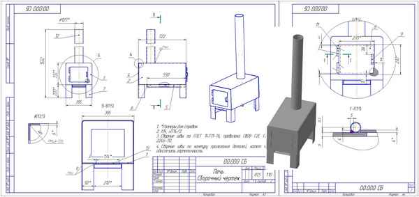 Печь буржуйка:  обзор и сборка своими руками по чертежам