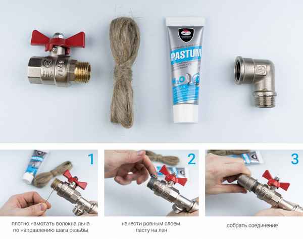 Как закрутить фум ленту или лен на водопроводной трубеИнструкция +Видео