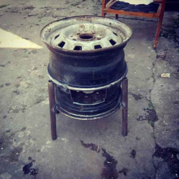 Печка из колесных дисков своими руками для бани и шашлыка