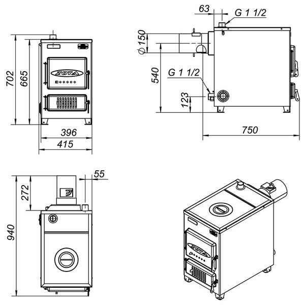 Твердотопливный котел Дымок: хаpaктеристики, схема подключения