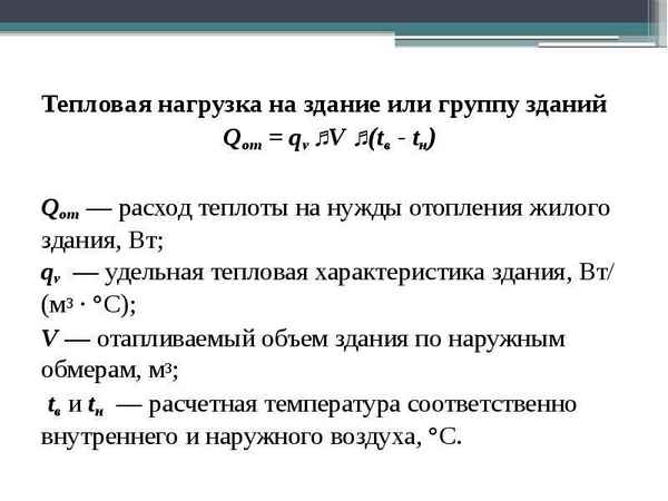 Расчет тепловой нагрузки на отопление здания